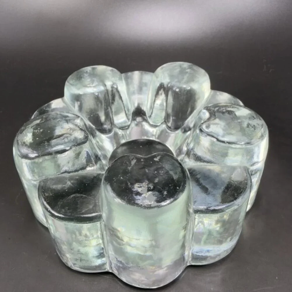 Glas Kunstvoll Gestaltet Heart Design Clear Candle Holder Votive‎ Heavy Germany